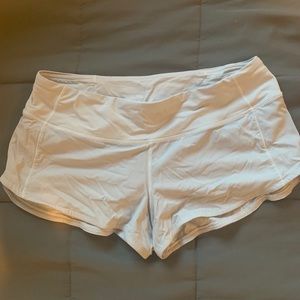 White Lululemom Speed-up Low rise shorts